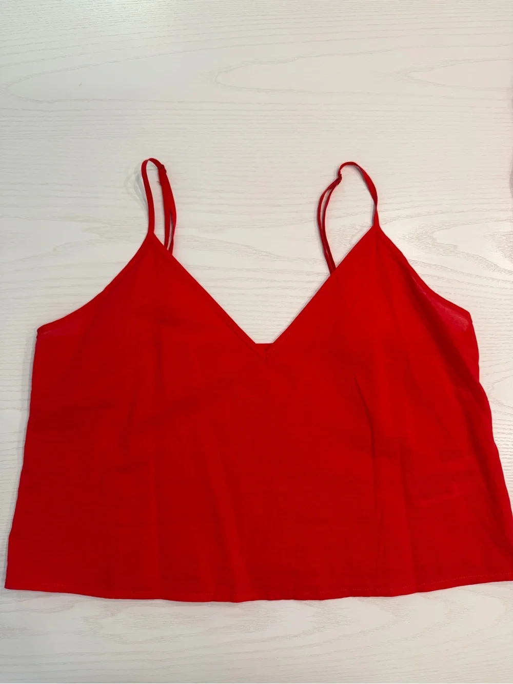 FARM Rio Red Eyelet Button-Front Puff Sleeve Blouse with Matching Red Camisole